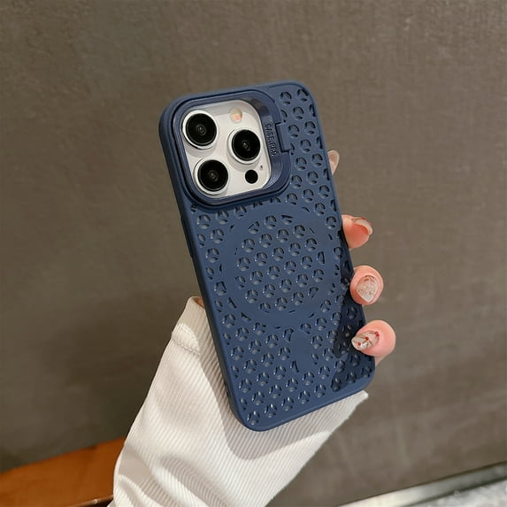 For iPhone 13 Case Compatible with Magsafe, Heat Dissipation Shockproof Camera Lens Kickstand Anti-Slip Bumper Rugged Stylish Magnetic Phone Case for Apple iPhone 13, Blue