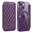 thumbnail image 1 of for iPhone 13 Case Compatible with Magsafe, Slim Fit Flip Protective PU Leather Wallet Case with RFID Blocking Card Slot Build-in Len Protector for iPhone 13, Purple, 1 of 9