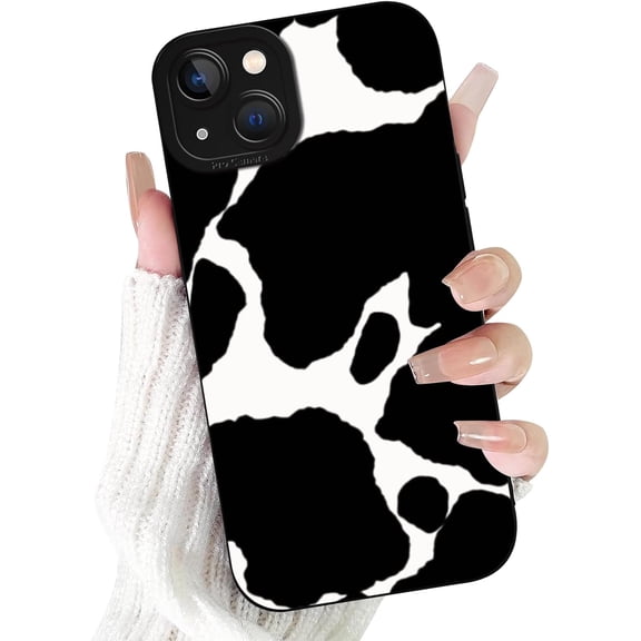 for iPhone 13 Case Cow Print, Cute Western Cow Phone Case for Girls Women, Slim Soft Silicone TPU Shockproof Protective Bumper Cowgirl Phone Cover Funda