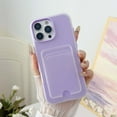 thumbnail image 1 of for iPhone 13 Case with Credit Card Slot, Hybrid TPU+PC Shockproof Protective Back Cover, Luxury Lightweight Anti-Scratch Drop Protection Phone Case for iPhone 13, Clear+Purple, 1 of 9