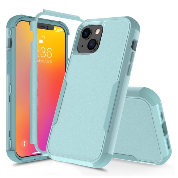 for iPhone 13 Case, Defender Case Compatible with iPhone 13 Case, Hybrid Heavy Duty Military Grade Full-Body Drop Shockproof Dustproof 3-Layers Rugged Protective Phone Cover, 
Green
