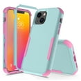 thumbnail image 1 of for iPhone 13 Case, Defender Case Compatible with iPhone 13 Case, Hybrid Heavy Duty Military Grade Full-Body Drop Shockproof Dustproof 3-Layers Rugged Protective Phone Cover, 
Green/Pink, 1 of 5