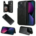 thumbnail image 1 of iPhone 13 Case,Dteck Butterfly Pattern Magnetic Leather Card Holder Wallet Case Shockproof Rubber Hybrid Kickstand Cover for iPhone 13,Black, 1 of 5