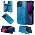 thumbnail image 1 of iPhone 13 Case,Dteck Butterfly Pattern Magnetic Leather Card Holder Wallet Case Shockproof Rubber Hybrid Kickstand Cover for iPhone 13,Blue, 1 of 5