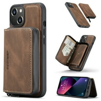 iPhone 13 Case,Dteck Magnetic Leather Detachable Wallet Functional Removable Case Shockproof Rubber Cards Holder Money Pocket Hybrid Kickstand Back Cover For Apple iPhone 13 6.1-inch,Brown