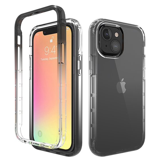 iPhone 13 Case,Dteck Shockproof Rubber Bumper Hybrid PC Gradient Lightweight Slim Transparent Back Cover without Screen Protector For Apple iPhone 13 6.1-inch,Black