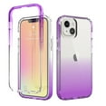 thumbnail image 1 of iPhone 13 Case, Full Body Clear Bumper Protection Case [with Screen Protector] Hybrid Back Silicone Rubber TPU Bumper Gradient Phone Case for Apple iPhone 13 - Purple, 1 of 7