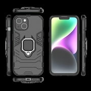 for iPhone 13 Case Heavy Duty Sturdy Shockproof Rugged Hard PC+Soft TPU Bumper Anti-Scratch Military-Grade Drop Protection,Built-in Invisible Kickstand Matte Phone Case,Black