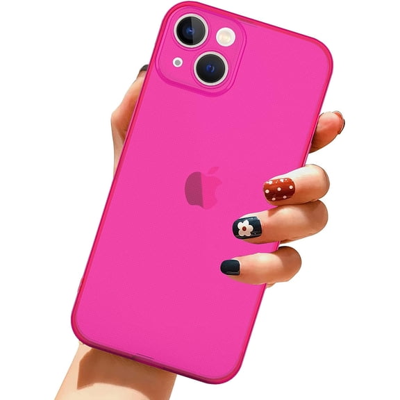 for iPhone 13 Case Hot Pink Soft TPU Bumper Anti-Drop Anti-Scratch Shock Absorption Protective Wireless Slim Cover Compatible with iPhone 13 6.1 Inch for Women Girls