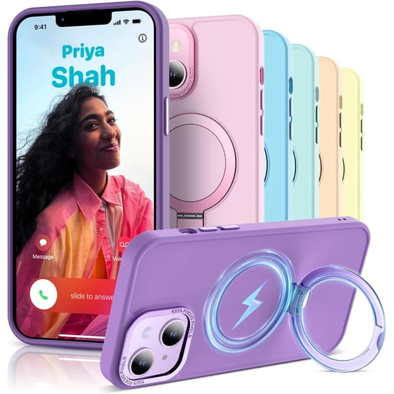 for iPhone 13 Case with Invisible Ring Stand, Compatible with Magsafe, -Grade Drop Protection, Frosted Back, Slim Fit iPhone 13 Phone Case 6.1", Deep Purple