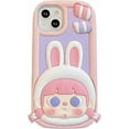thumbnail image 1 of for iPhone 13 Case Kawaii Phone Cases,Cute 3D Cartoon Pink Candy Bunny Girl Phone Case Soft Silicone Shockproof Protective Case Funny for iPhone 13 Women Girls, 1 of 15