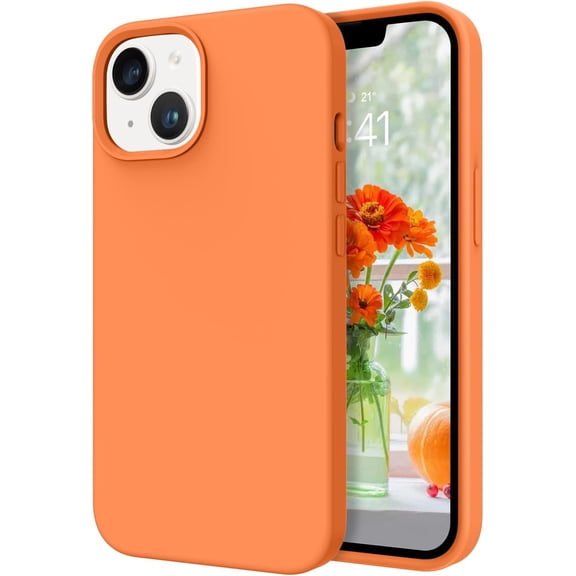 for iPhone 13 Case, Liquid Silicone Soft Gel Rubber iPhone 13 Phone Case Slim Fit Cover with Microfiber Lining Shockproof Protective Phone Cases for iPhone 13 6.1 inch, Royal Orange