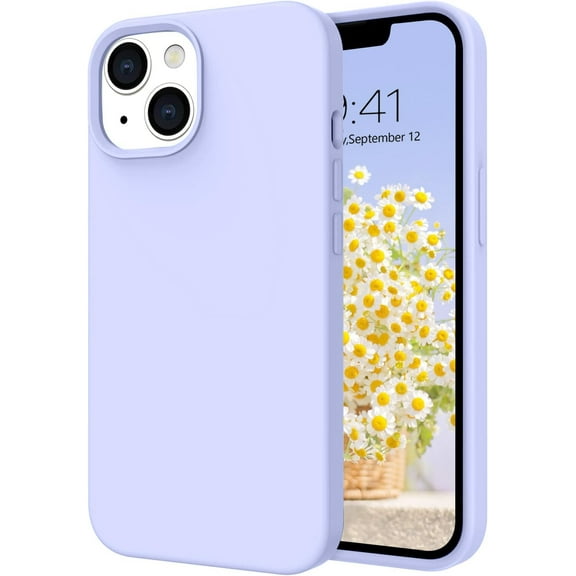 iPhone 13 Case, Liquid Silicone Soft Gel Rubber iPhone 13 Phone Case Slim Fit Cover with Microfiber Lining Shockproof Protective Phone Cases for iPhone 13 6.1 inch, Lavender Purple