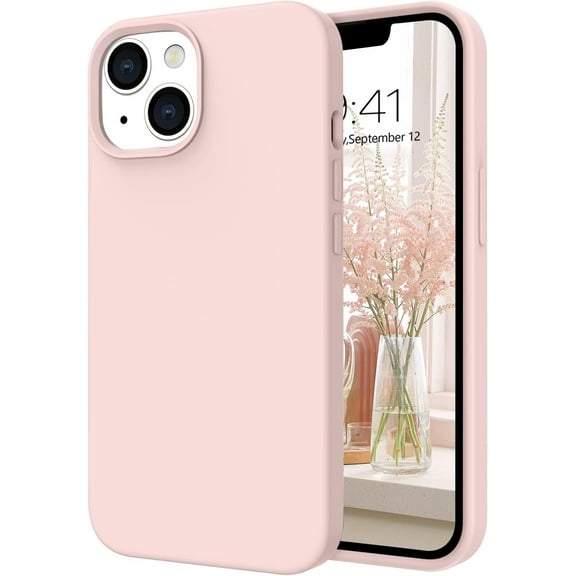 iPhone 13 Case, Liquid Silicone Soft Gel Rubber iPhone 13 Phone Case Slim Fit Cover with Microfiber Lining Shockproof Protective iPhone 13 Phone Cases 6.1 inch for Women Girls, Pink