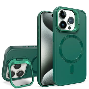 iPhone 13 Case Magnetic, Compatible with Magsafe & Car Mount Camera Lens Kickstand Drop Protection Shockproof Anti-Scratch Rugged Phone Case for Apple iPhone 13, Darkgreen