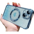 thumbnail image 1 of for iPhone 13 Case Magnetic Gradient Glitter [ Compatible with MagSafe ], Bling Love Heart Clear Phone Case, Camera Protection Sparkly Slim Soft Back Cover for Women Girls - Light Blue, 1 of 12
