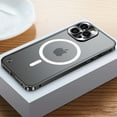 thumbnail image 1 of for iPhone 13 Case Magnetic Phone Case Compatible with Mag-Safe, Aluminum Alloy Bumper Frame Hard PC Translucent Back Slim Shockproof Protective Case Cover for Men Women, Black, 1 of 6