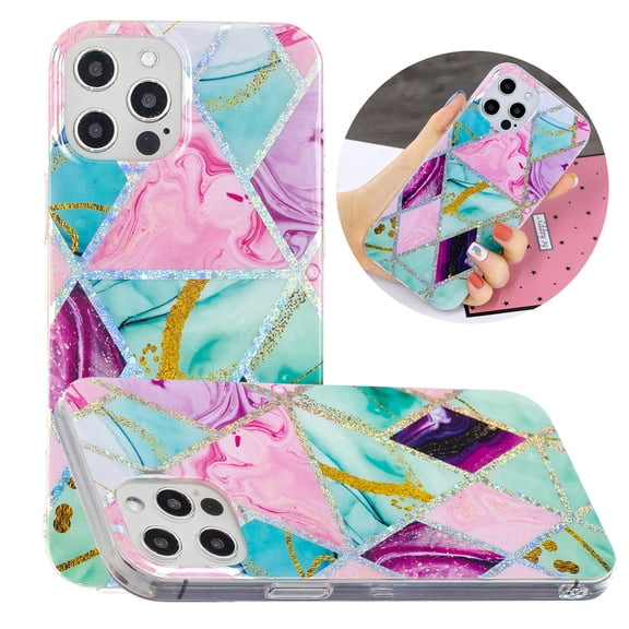 iPhone 13 Case, Mantto Cute Patterned Slim Fit Hybrid Shockproof Soft TPU Silicone Rubber Bumper Painted Print Back [6.1 inch] Phone Cover For Apple iPhone 13, Triangle
