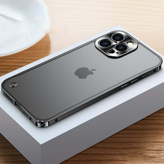 for iPhone 13 Case Matte Translucent , Metal Camera Protection Frame, Anti-Fingerprint Frosted Hard Plastic & Metal Bumper, Slim Thin Smooth Shockproof Anti-fall Phone Cover,Black
