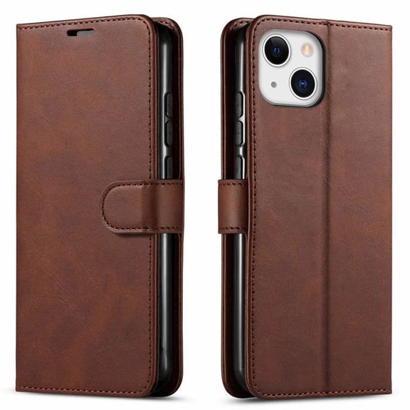 iPhone 13 Case, [Not fit for iPhone 13 Mini/Pro/Pro Max], Starshop Premium Leather Wallet Pocket Credit Card Slots-Brown