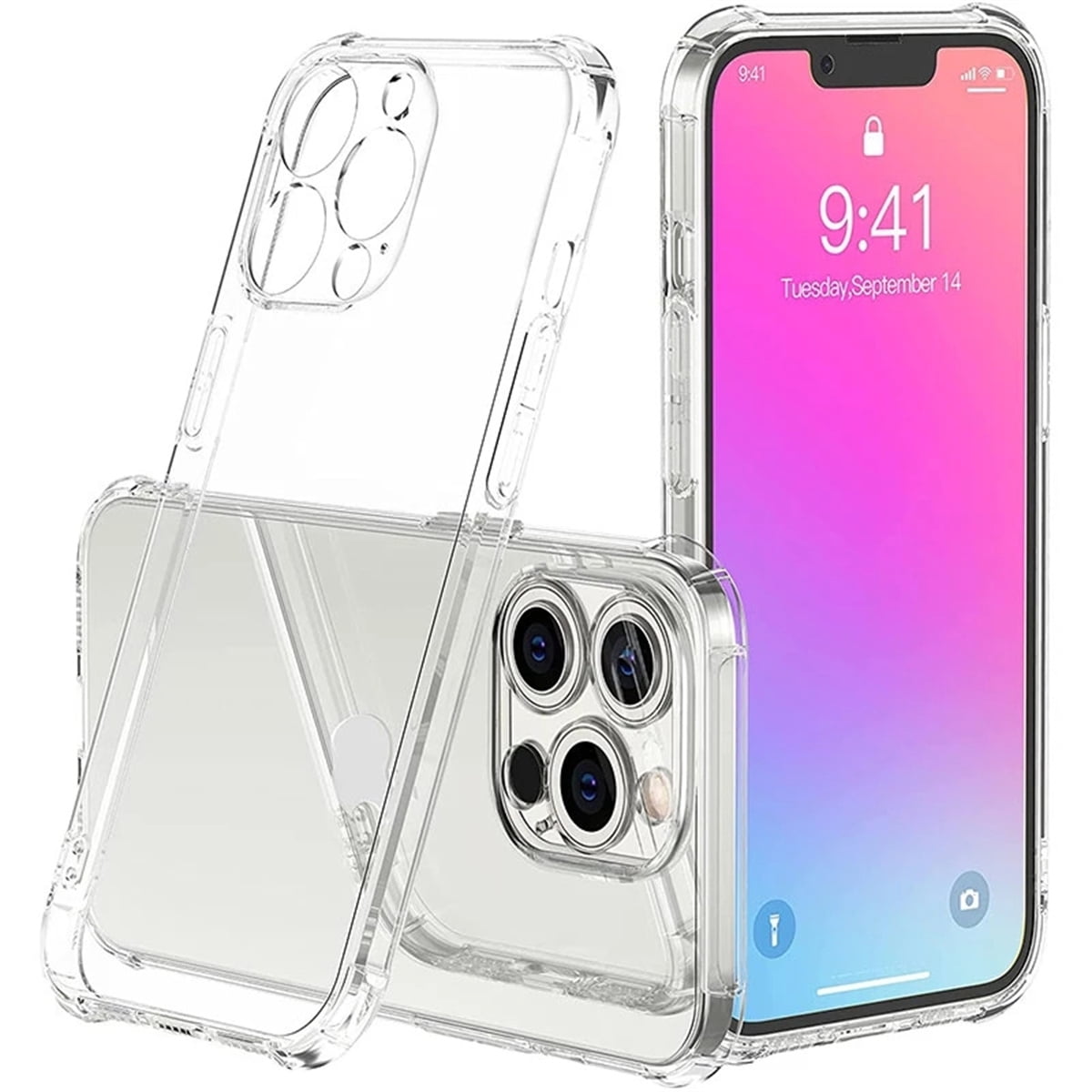 iPhone 13 Case, Phone Case for 2020 iPhone 13, TTECH Clear Protective Case Full-Body Rugged Transparent Clear Back Bumper Case Cover for Apple iPhone 13 - Clear