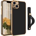 thumbnail image 1 of iPhone 13 Case, Phone Case iPhone 13, Slim Fit Soft TPU with Adjustable Wristband Kickstand Scratch Resistant Shockproof Protective Phone Cover for Apple iPhone 13 6.1 Inch 2021, Black Golden, 1 of 9