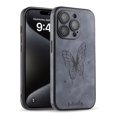 thumbnail image 1 of For iPhone 13 Case Plain Butterfly Pattern  with Camera Lens Protection Shockproof Soft Protective Synthetic Leather Slim Phone Case Cover for iPhone 13 Case 6.1 Inch, Gray, 1 of 10