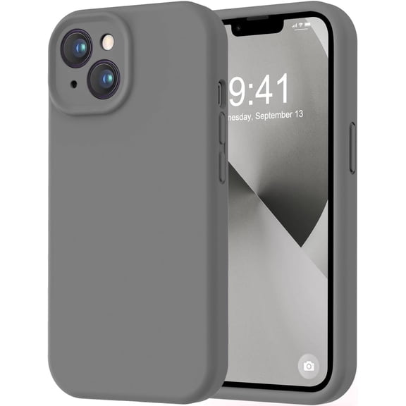 for iPhone 13 Case, Premium Silicone with [Camera Protection] [Soft Anti-Scratch Microfiber Lining] Shockproof Protective Phone Case for iPhone 13 Women Men Girls 6.1", Space Grey