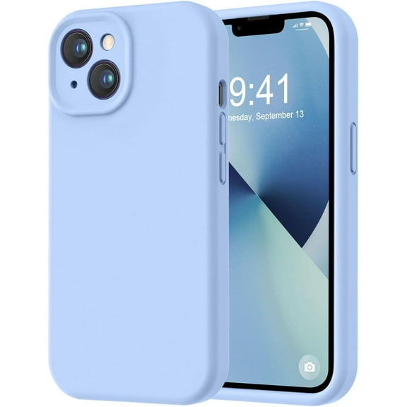 for iPhone 13 Case, Premium Silicone with [Camera Protection] [Soft Anti-Scratch Microfiber Lining] Shockproof Protective Phone Case for iPhone 13 Women Men Girls 6.1", Light Blue