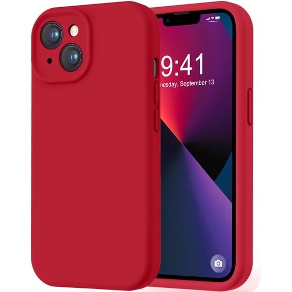 for iPhone 13 Case, Premium Silicone with [Camera Protection] [Soft Anti-Scratch Microfiber Lining] Shockproof Protective Phone Case for iPhone 13 Women Men Girls 6.1", Red