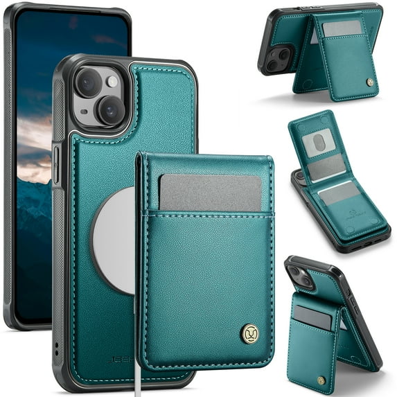 for iPhone 13 Case with RFID Blocking Card Holder iPhone 13 Case Magsafe Compatible Phone case Kickstand Wallet 2 in 1 Detachable Magnetic Leather Cover for Men Women, Blue