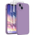 thumbnail image 1 of for iPhone 13 Case, Silicone Upgraded [Camera Protection] Phone Case with [2 Screen Protectors], Soft Anti-Scratch Microfiber Lining Inside, 6.1 inch, Light Purple, 1 of 11