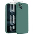 thumbnail image 1 of for iPhone 13 Case, Silicone Upgraded [Camera Protection] Phone Case with [2 Screen Protectors], Soft Anti-Scratch Microfiber Lining Inside, 6.1 inch, Midnight Green, 1 of 11