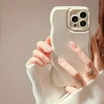 thumbnail image 1 of iPhone 13 Case,Simple Wave Design Wavy Frame Soft Silicone Aesthetic Phone Case for iPhone 13 Phone Case,Beige, 1 of 6