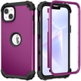 thumbnail image 1 of for iPhone 13 Case, Slim Dual Layer 3 in 1 Heavy Duty Protection Hybrid Hard PC Soft Silicone Rugged Bumper Anti Slip Full-Body Protective Cases for iPhone 13, Purple, 1 of 5