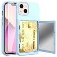 thumbnail image 1 of iPhone 13 Case with Tempered Glass Screen Protector, Dteck Wallet Case Credit Card Holder & Hidden Mirror, Heavy Duty Shockproof Protective Case for iPhone 13 6.1 inch, Blue, 1 of 5