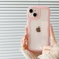 thumbnail image 1 of iPhone 13 Case,Transparent Clear Solid Color Curly Wave Frame Soft Silicone Shockproof Protective TPU Case for iPhone 13 Phone Case,Pink, 1 of 11
