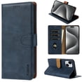 thumbnail image 1 of for iPhone 13 Case Wallet,3 Card Slots Holder [RFID Blocking] Soft PU Leather Cover,Shockproof Protective Magnetic Flip Stand Solid Color Business Style Luxury Cases,Blue, 1 of 8