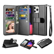 iPhone 13 Case, Wallet Case for iPhone 13, iPhone 13 PU Leather Case, Njjex Luxury PU Leather [9 Card Slots Holder ] Carrying Folio Flip Cover [Detachable Magnetic Hard Case] -Black