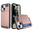 thumbnail image 1 of for iPhone 13 Case Wallet Credit Card Holder ID Slot Sliding Door Hidden Pocket Men Women Anti-Scratch Dual Layer Hybrid Bumper Armor Protective Shell Back Cover,Rosegold, 1 of 11