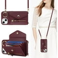 thumbnail image 1 of for iPhone 13 Case Wallet with Strap for Women - Crossbody Lanyard,Zipper Pocket,Credit Card Holder,Ring Stand - RFID Blocking Phone Wallet Case for iPhone 13(6.1 inch,Wine Red), 1 of 9