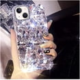 thumbnail image 1 of for iPhone 13 Case for Women（6.1 inch），Very Shiny Luxury Bling Phone Case with 3D Glitter Sparkle Crystal Rhinestone Diamond Gems on Hard Reflective PC Back Cover for Girls（Silver）, 1 of 13