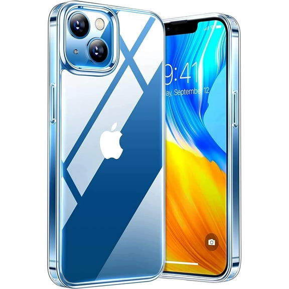 iPhone 13 Case/iPhone 14 Case, [10FT Military Grade Drop Tested] Anti-Scratch Shockproof Hard Back Non-Slip Silicone Bumper Slim Phone Cases iPhone 13/Cases iPhone 14 - Clear