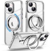for iPhone 13 Case & iPhone 14 Case with 360  Rotatable Magnetic Ring Stand [Compatible with Magsafe] [Military-Grade Protection] Magnetic Phone Case for iPhone 13&14 Case 6.1",Clear
