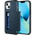 thumbnail image 1 of For iPhone 13 Case, iPhone 14 Case Card Holder Wallet for IDs License Card Slot Protective Shockproof Dual Layer PC Shell + TPU Rubber Cover Cell Phone Case for Apple iPhone 13 iPhone 14 Navy, 1 of 15
