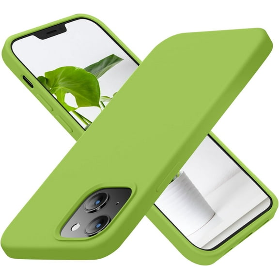 for iPhone 13 Case, iPhone 14 Case, Silicone Ultra Slim Shockproof Protective Phone Case with [Soft Anti-Scratch Microfiber Lining], 6.1 inch, Sprout Green