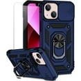 thumbnail image 1 of iPhone 13 Case with Screen Protector, Dual Layer Drop Protection,  Ring Holder - Navy Blue, 1 of 16