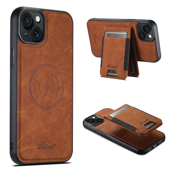 for iPhone 13 Classic Wallet Case with Card Holder, 2 in 1 Detachable Magnetic Elastic Back Cards Slots Case Magsafe Shockproof Protective Phone Cover for iPhone 13 - Khaki