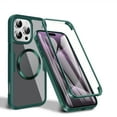 thumbnail image 1 of for iPhone 13 Clear Case with Built-in Screen Protector Film, Compatible with Mag-Safe, Military-Grade Protection Yellowing Resistant, Slim Shockproof Magnetic Full Body Phone Case, Darkgreen, 1 of 9