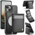 thumbnail image 1 of For iPhone 13 Compatible with Magsafe 2 in 1 Detachable Wallet Case with Card Holder,Women Men,Magnetic PU Leather RFID Blocking Flip Kickstand Credit Card Slots Phone Case,Black, 1 of 12